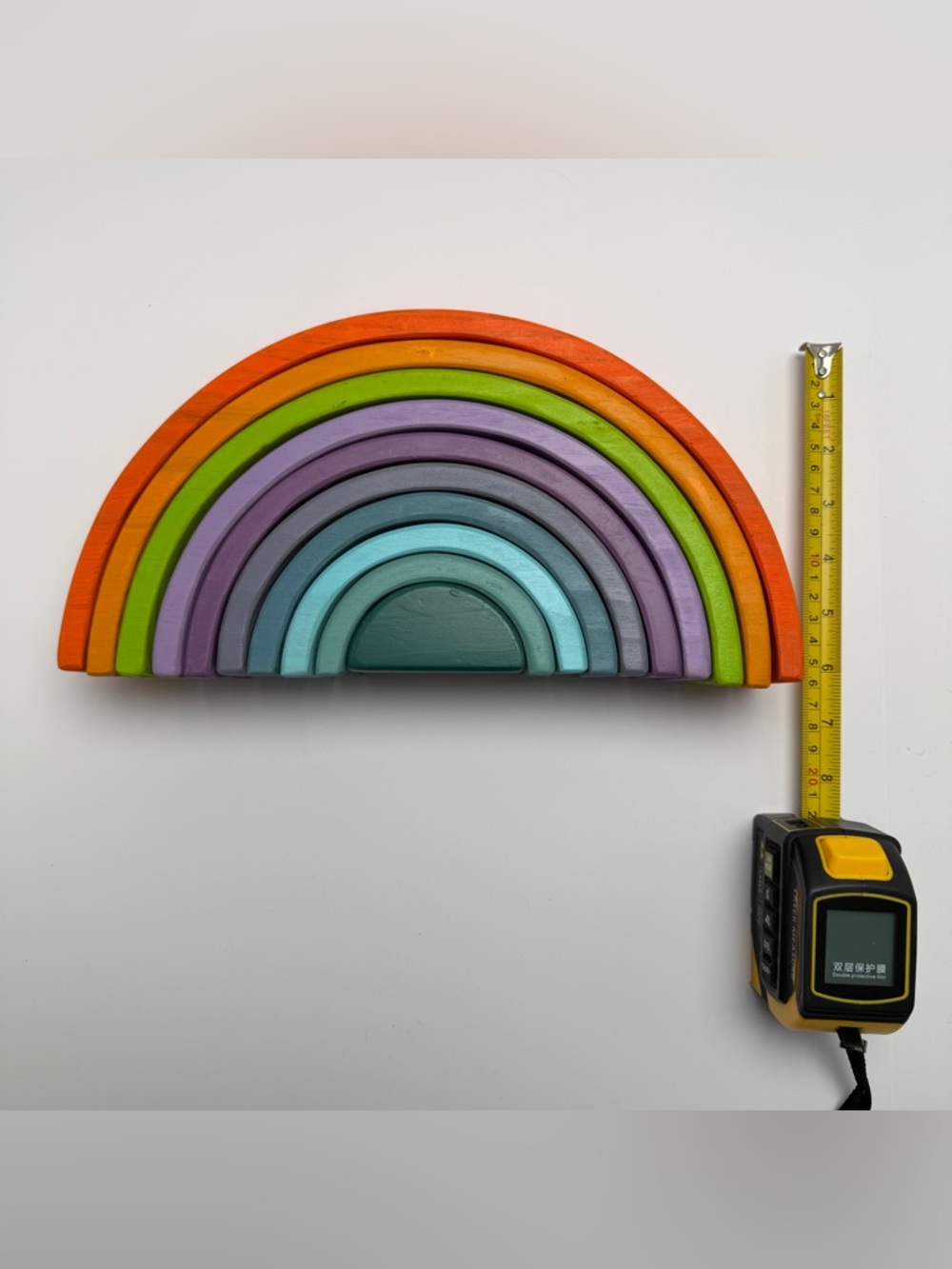 Wooden Rainbow Stacking Toy in Bright Multicolor(Sample—defective.⚠️） - Picture 7 of 11